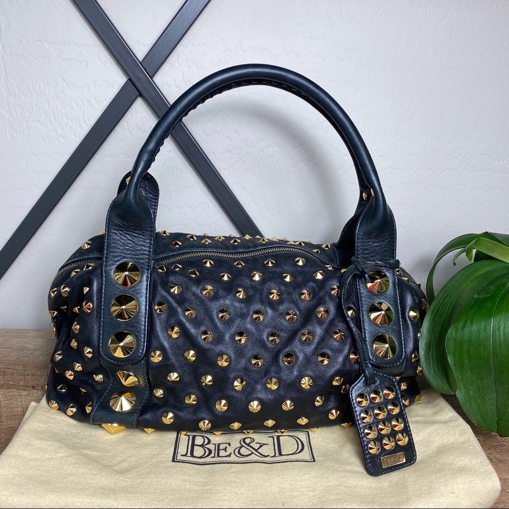 SOLD Be&D Garbo Studded Lamb Leather Satchel - Picture 2 of 15